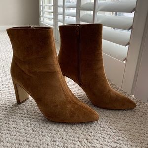 Camel Color Velvet Ankle Booties
